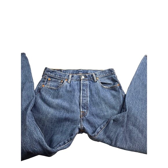 Levi's 501 Button-Fly Jeans Mens W36 L32 VTG Blue Denim Classic Fit - Picture 5 of 11